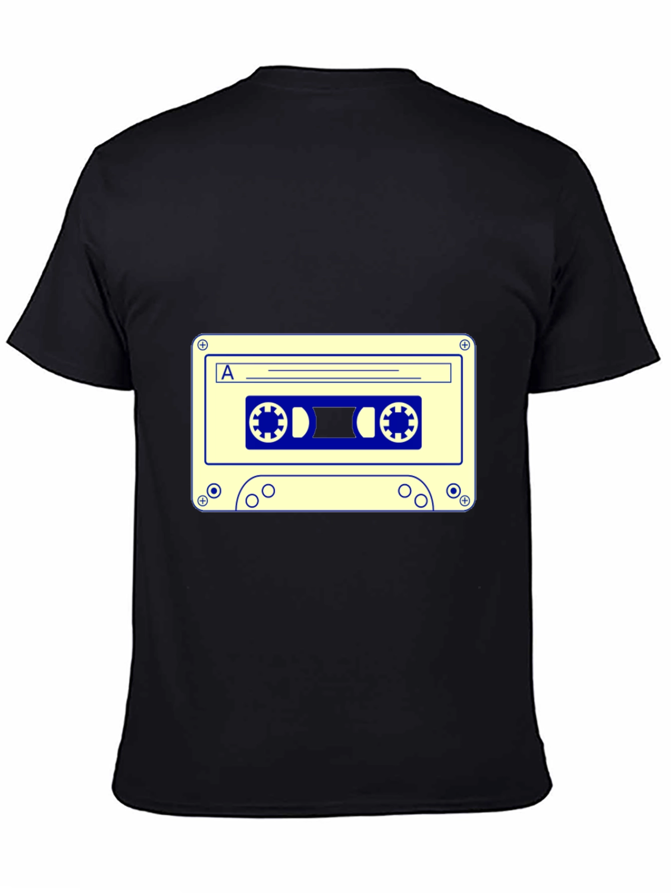 Retro Cassette Tape Graphic Tee - Black Cotton Blend