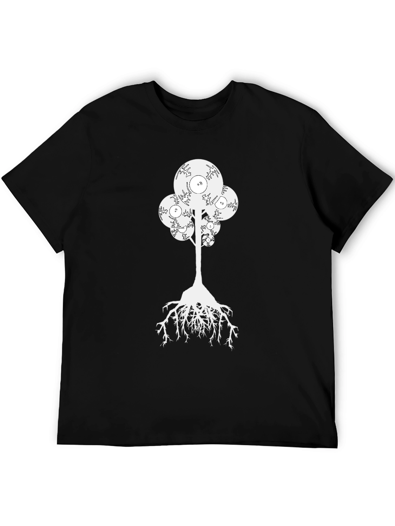 Vinyl Record Tree Graphic Black T-Shirt