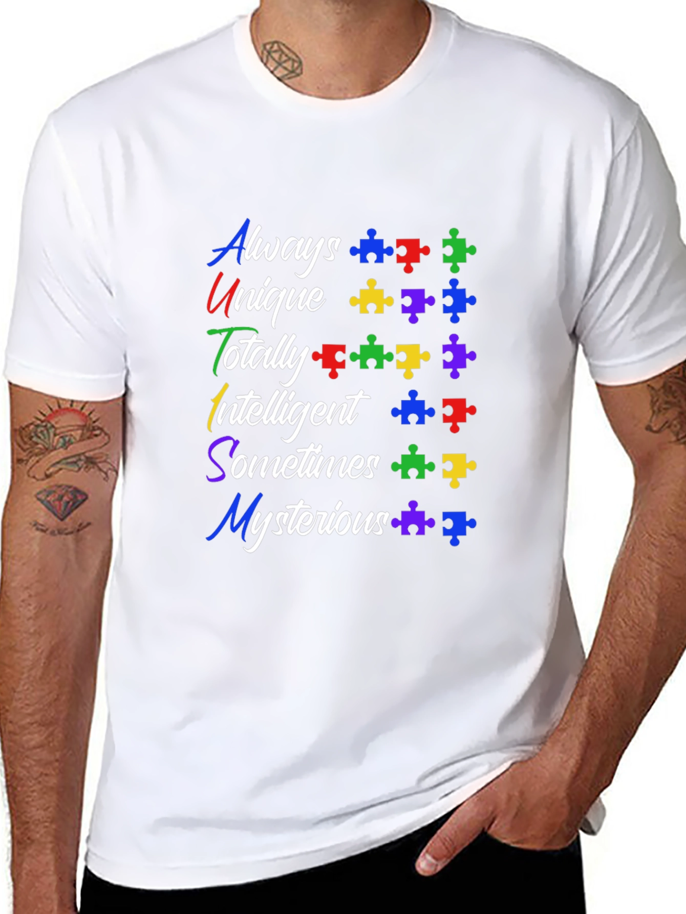 Autism Awareness T-Shirt: Always Unique Puzzle Piece Design