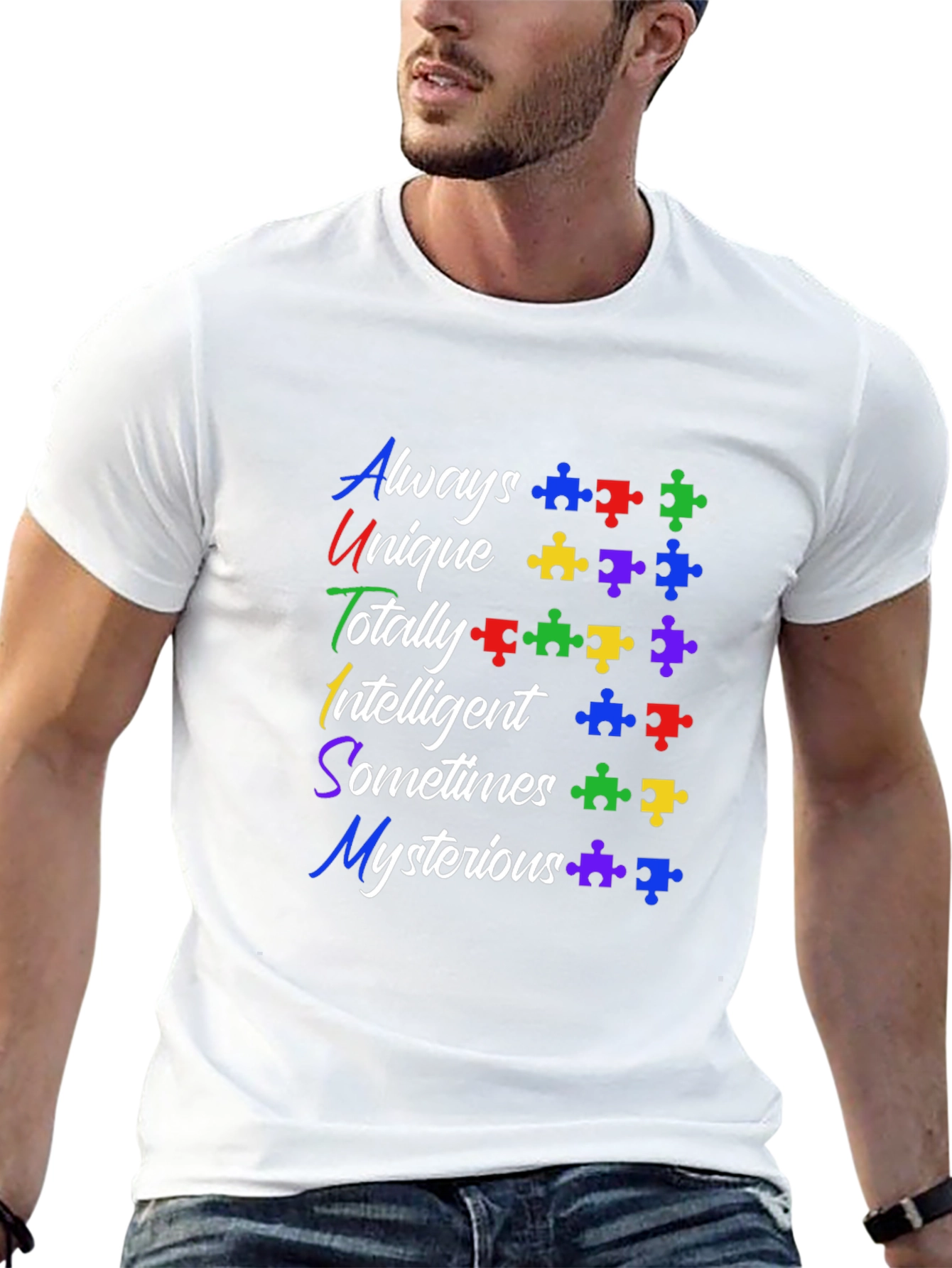 Autism Awareness T-Shirt: Always Unique Puzzle Piece Design