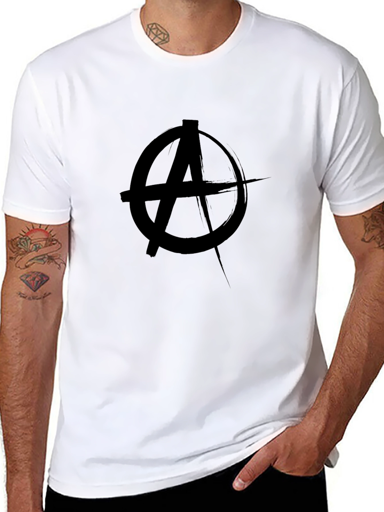 Anarchy Symbol Graphic Black T-Shirt