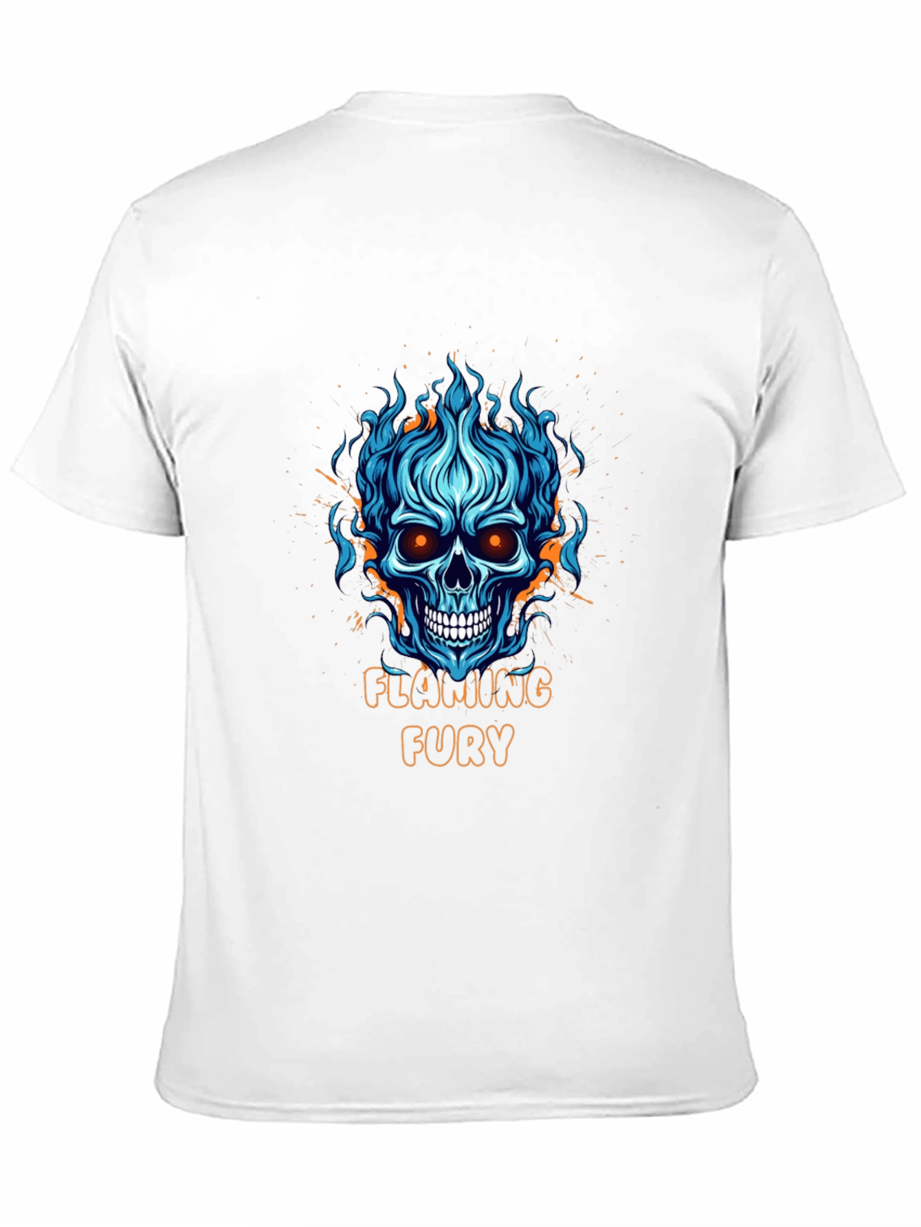 Flaming Fury Skull Graphic Black T-Shirt