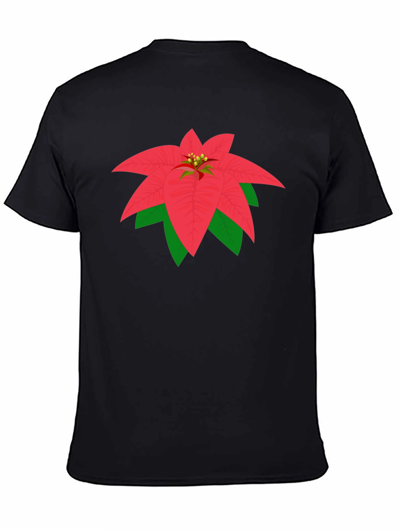 Poinsettia Graphic Tee - Black Cotton Blend