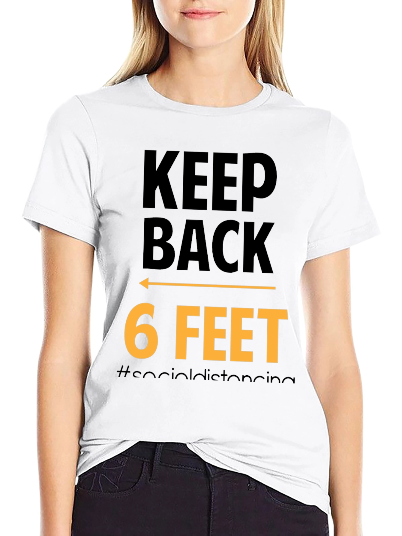 Keep Back 6 Feet Social Distancing Black T-Shirt