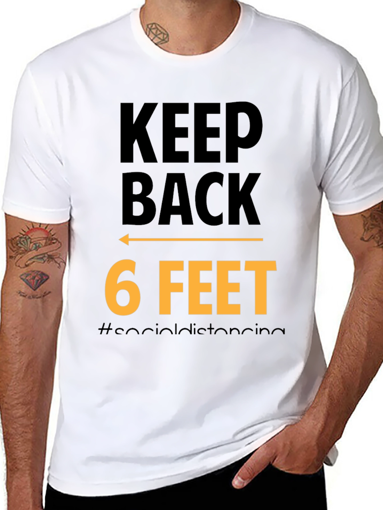 Keep Back 6 Feet Social Distancing Black T-Shirt
