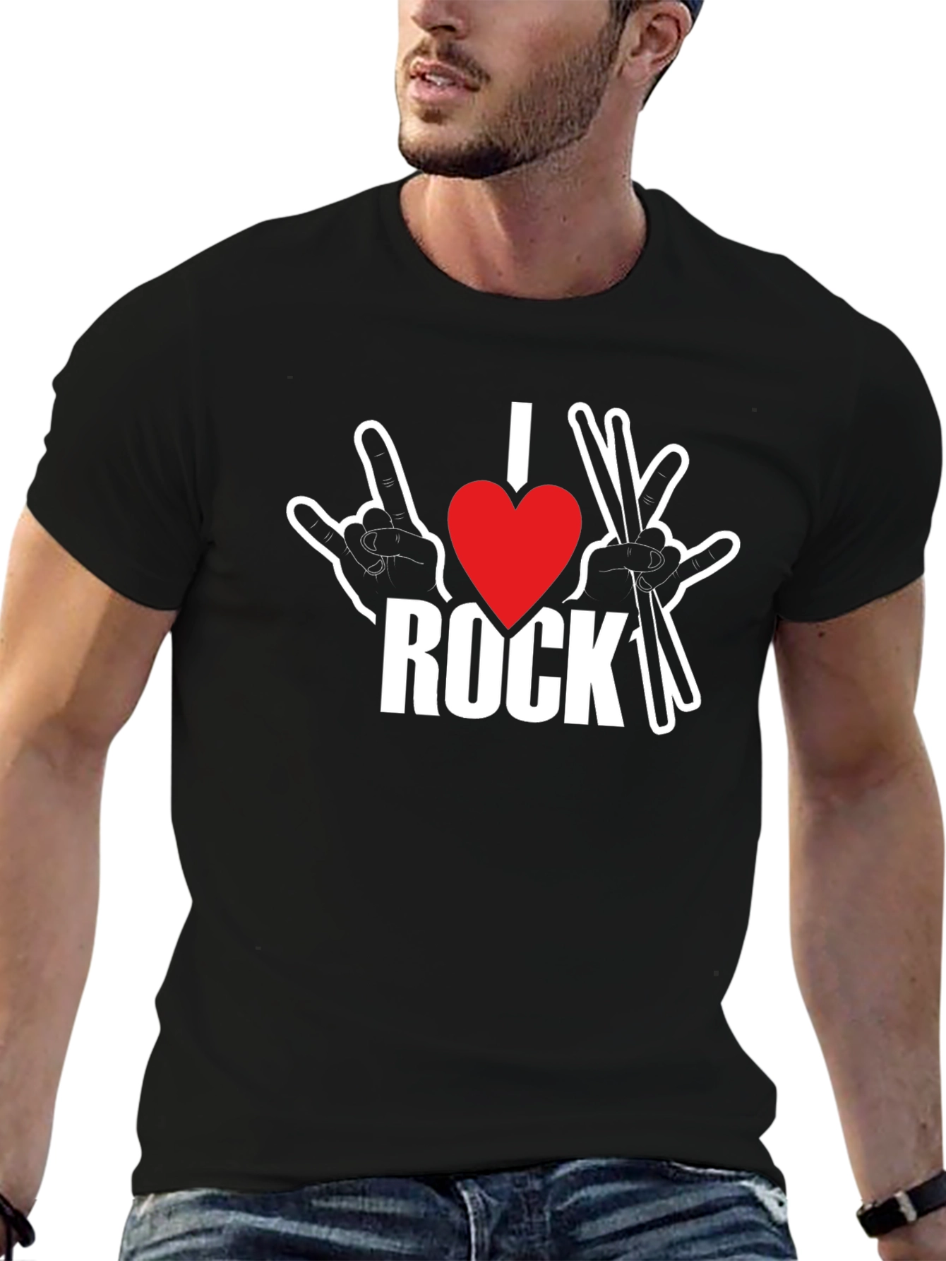 I Heart Rock Music T-Shirt Black