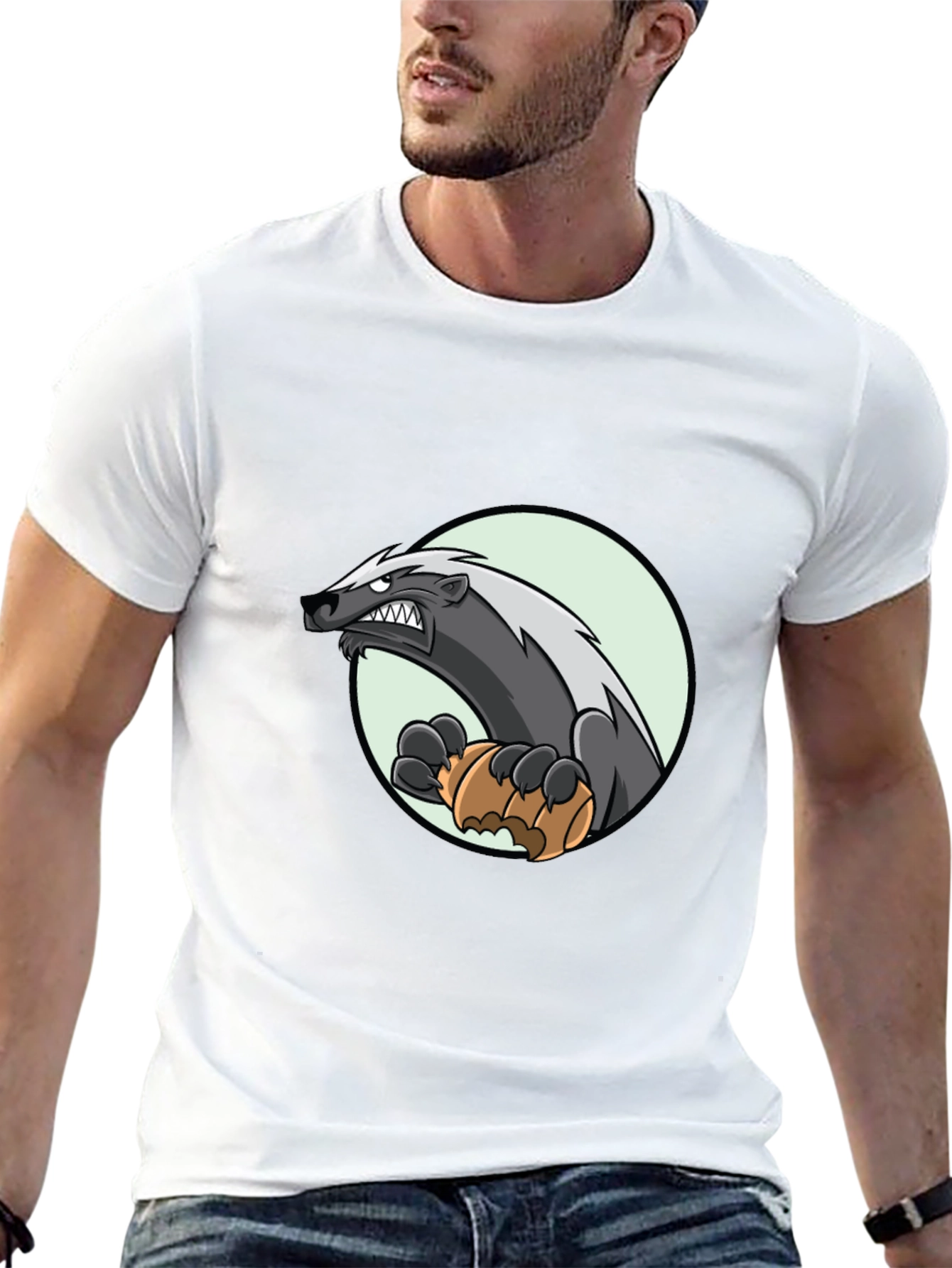 Badger Cartoon Graphic Tee - Black