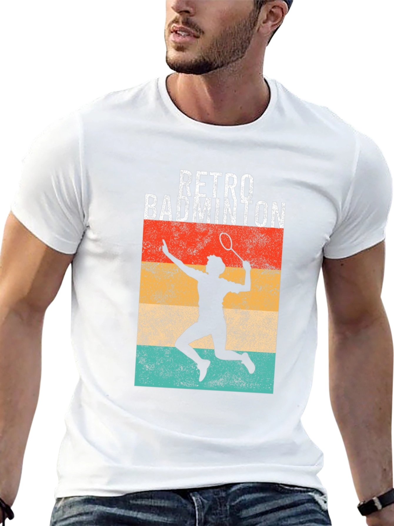 Retro Badminton Player Graphic Tee