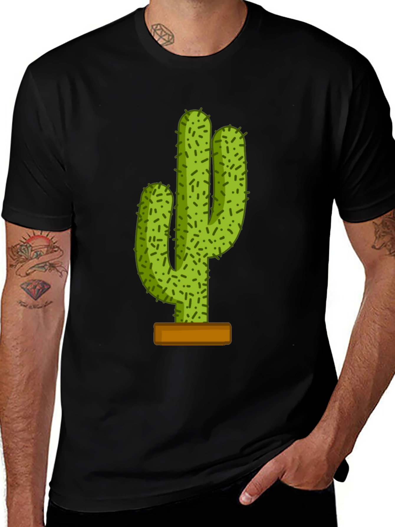 Cactus Graphic Tee - Trendy Black T-Shirt