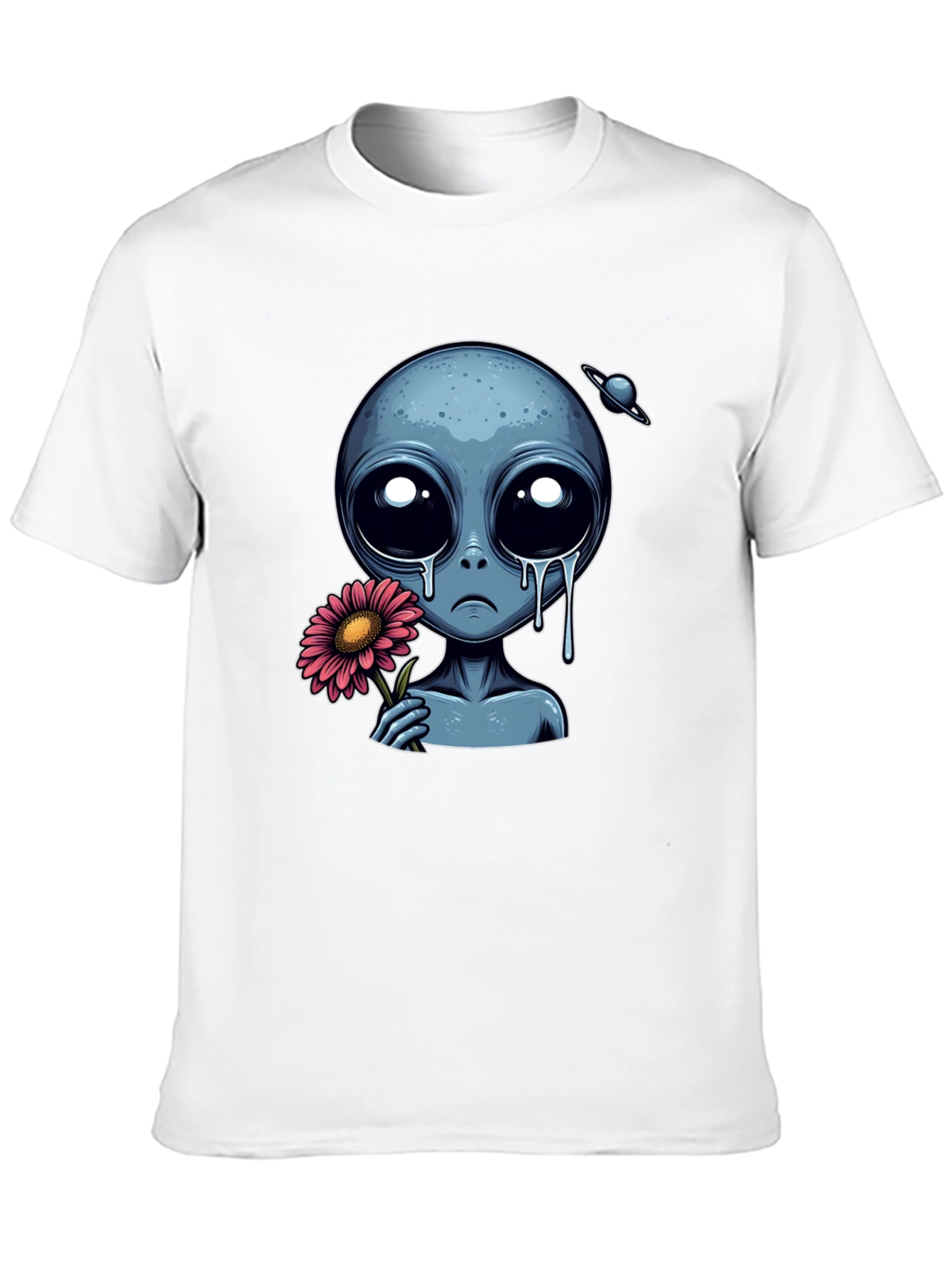 Sad Alien Flower Graphic T-Shirt