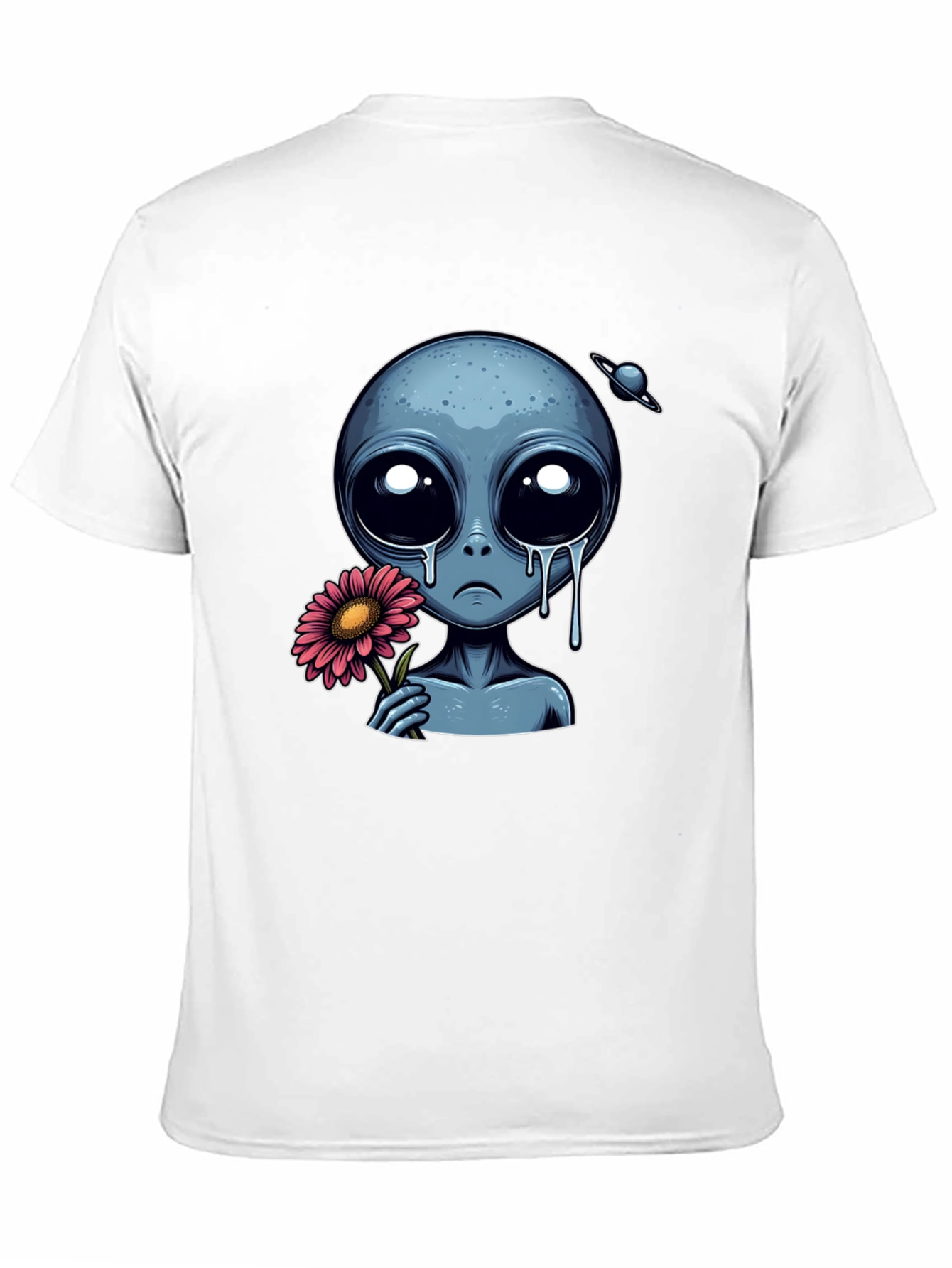 Sad Alien Flower Graphic T-Shirt