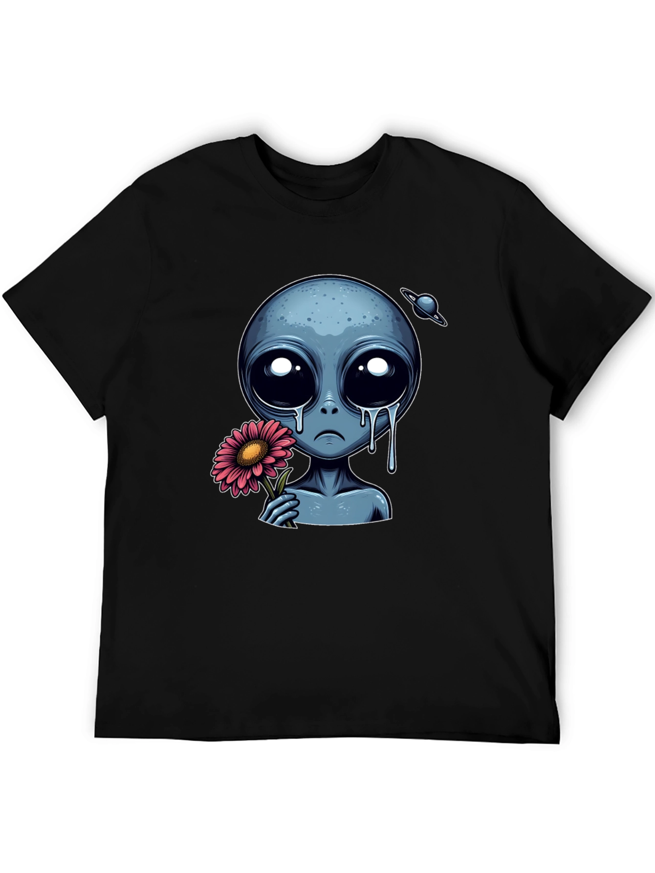 Sad Alien Flower Graphic T-Shirt