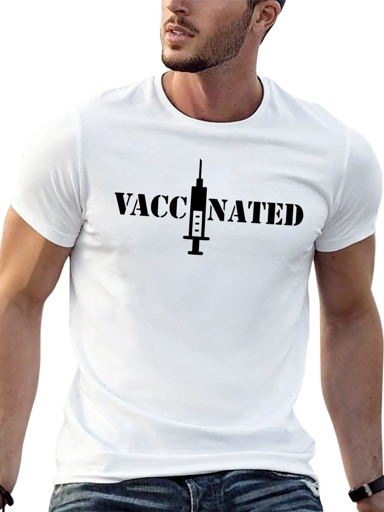 Vaccinated Graphic Tee - Black Cotton T-Shirt