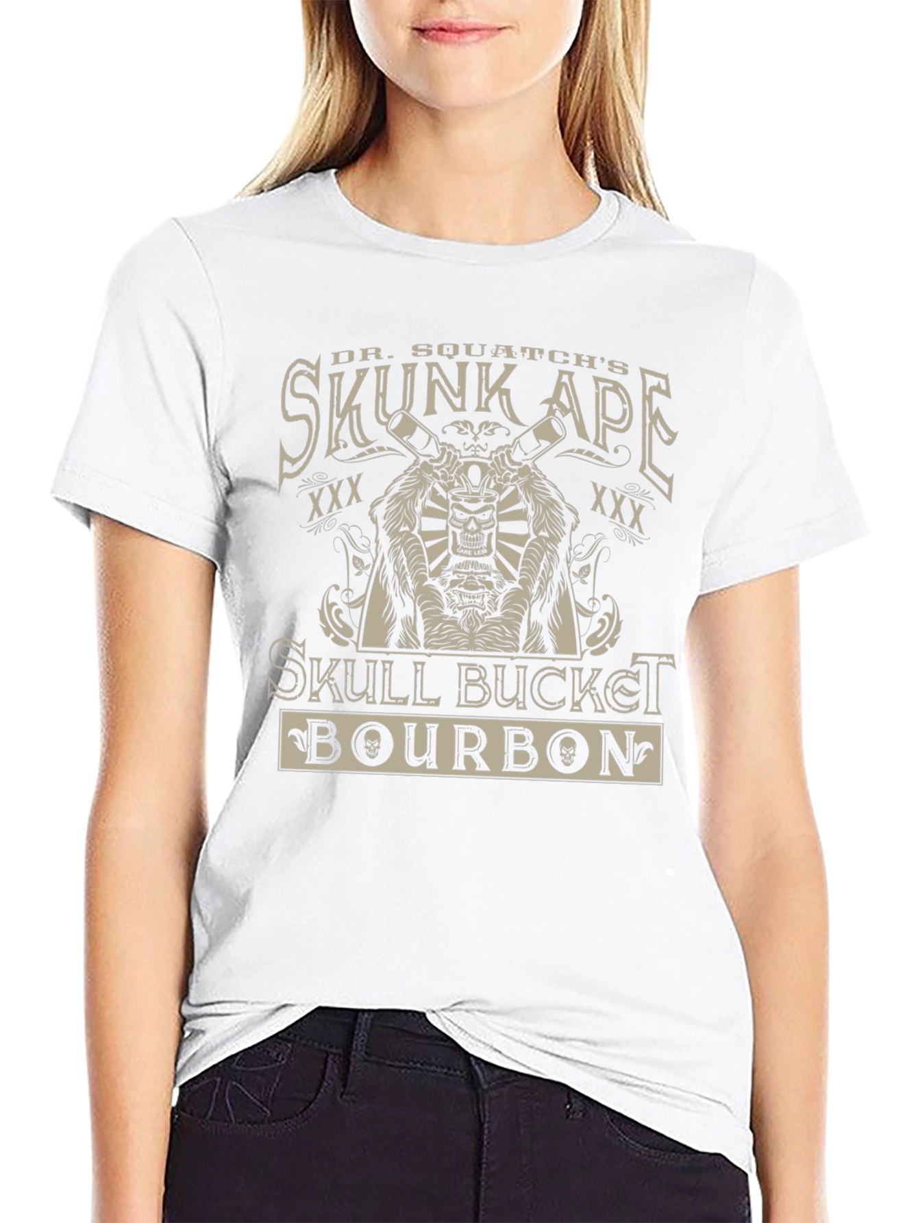 Skunk Ape Skull Bucket Bourbon Graphic Tee