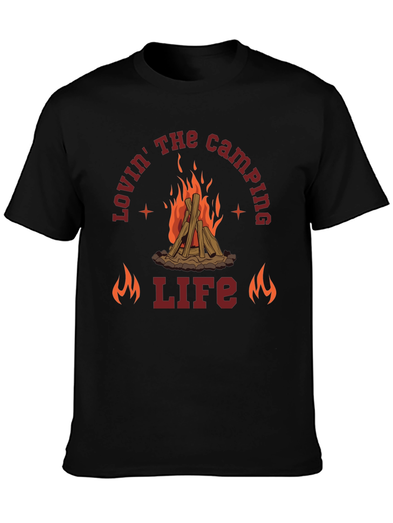 Camping Life Graphic Tee - Black Cotton T-Shirt