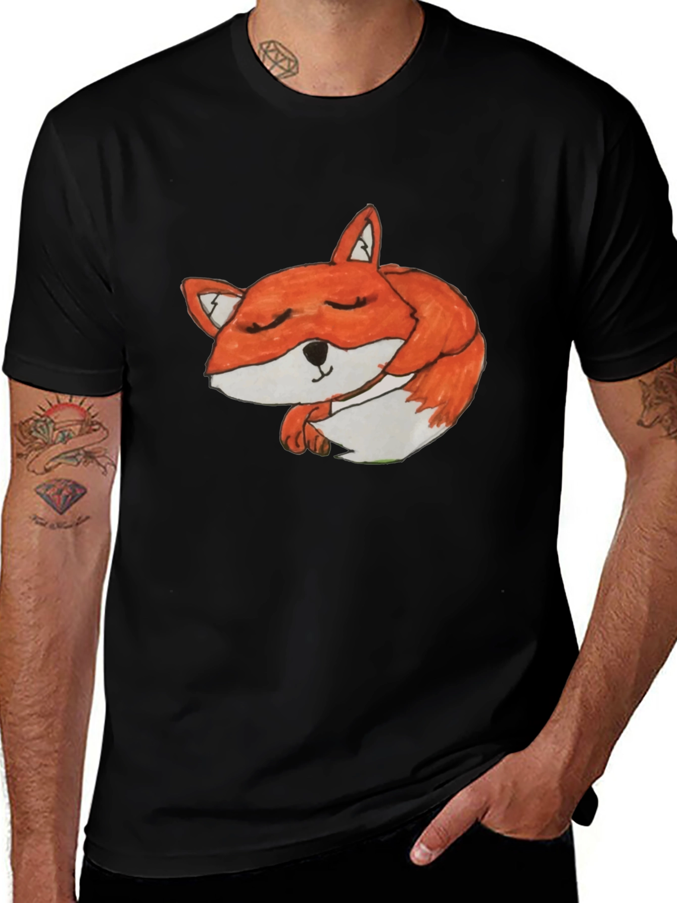 Sleeping Fox Graphic Tee - Soft Cotton Comfort