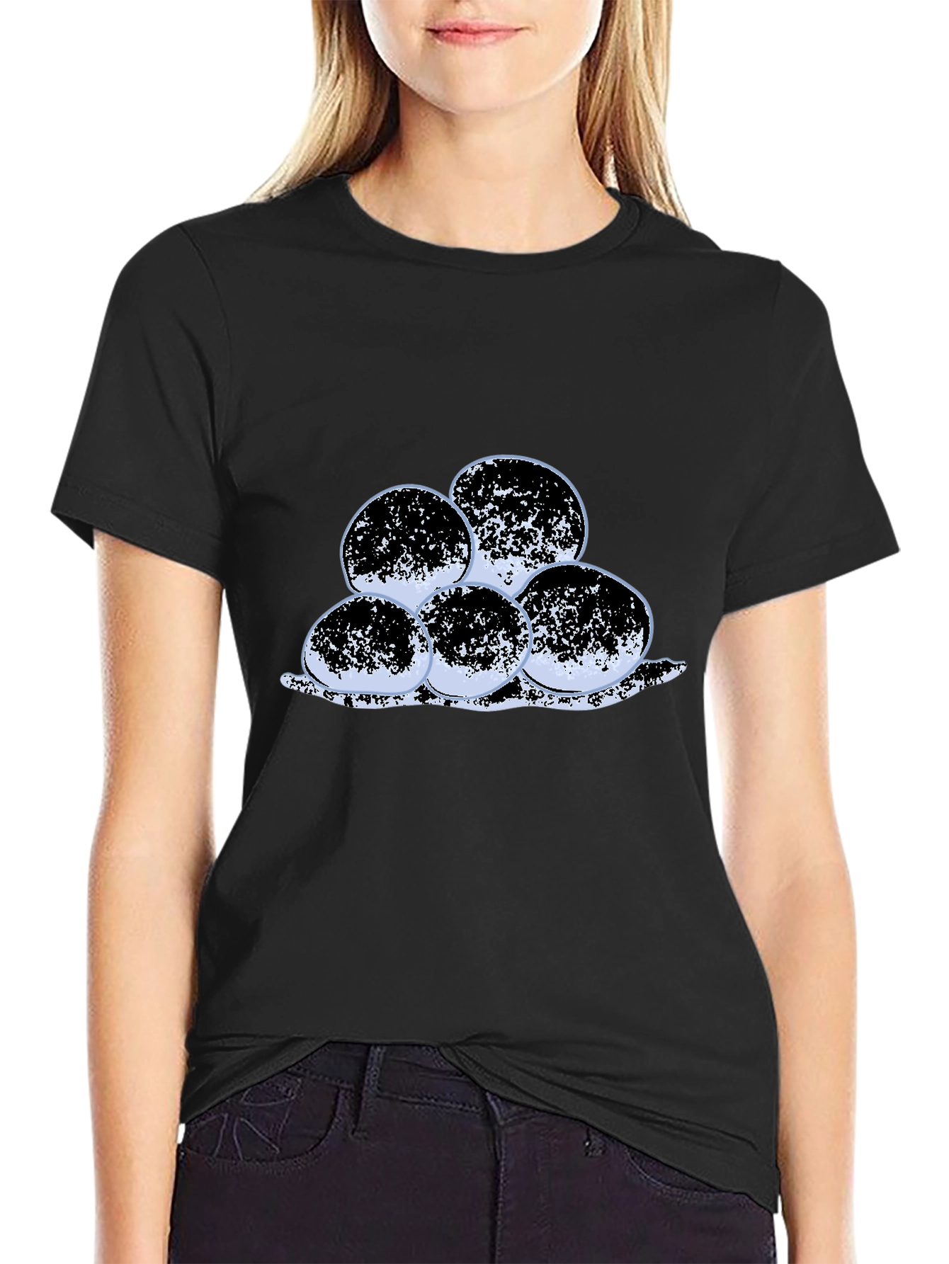 Unique Round Design Black T-Shirt