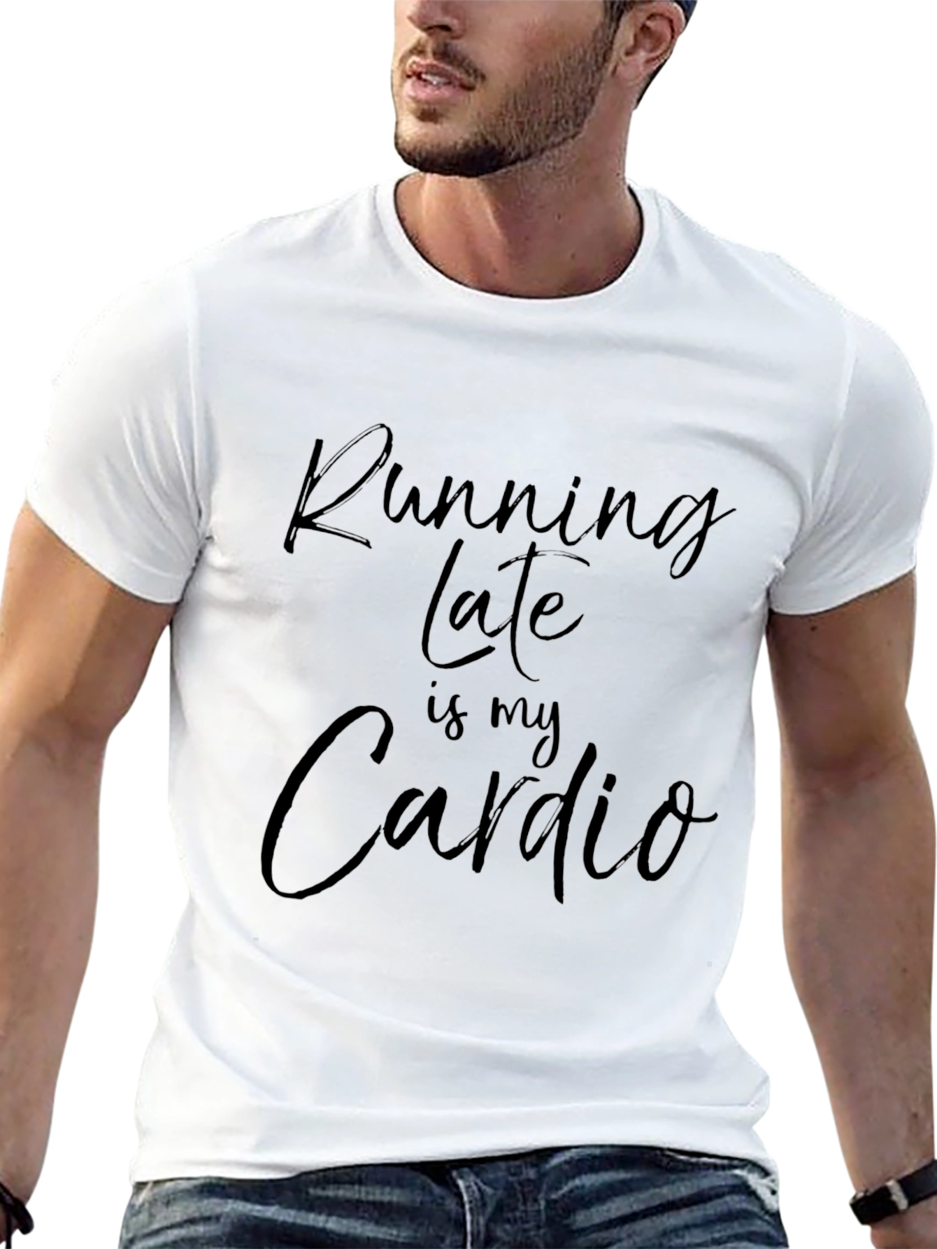 Running Late Is My Cardio Mens Black T-Shirt
