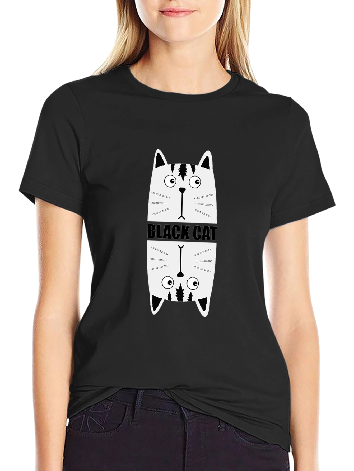 Black Cat Graphic Tee - Quirky & Cool Design