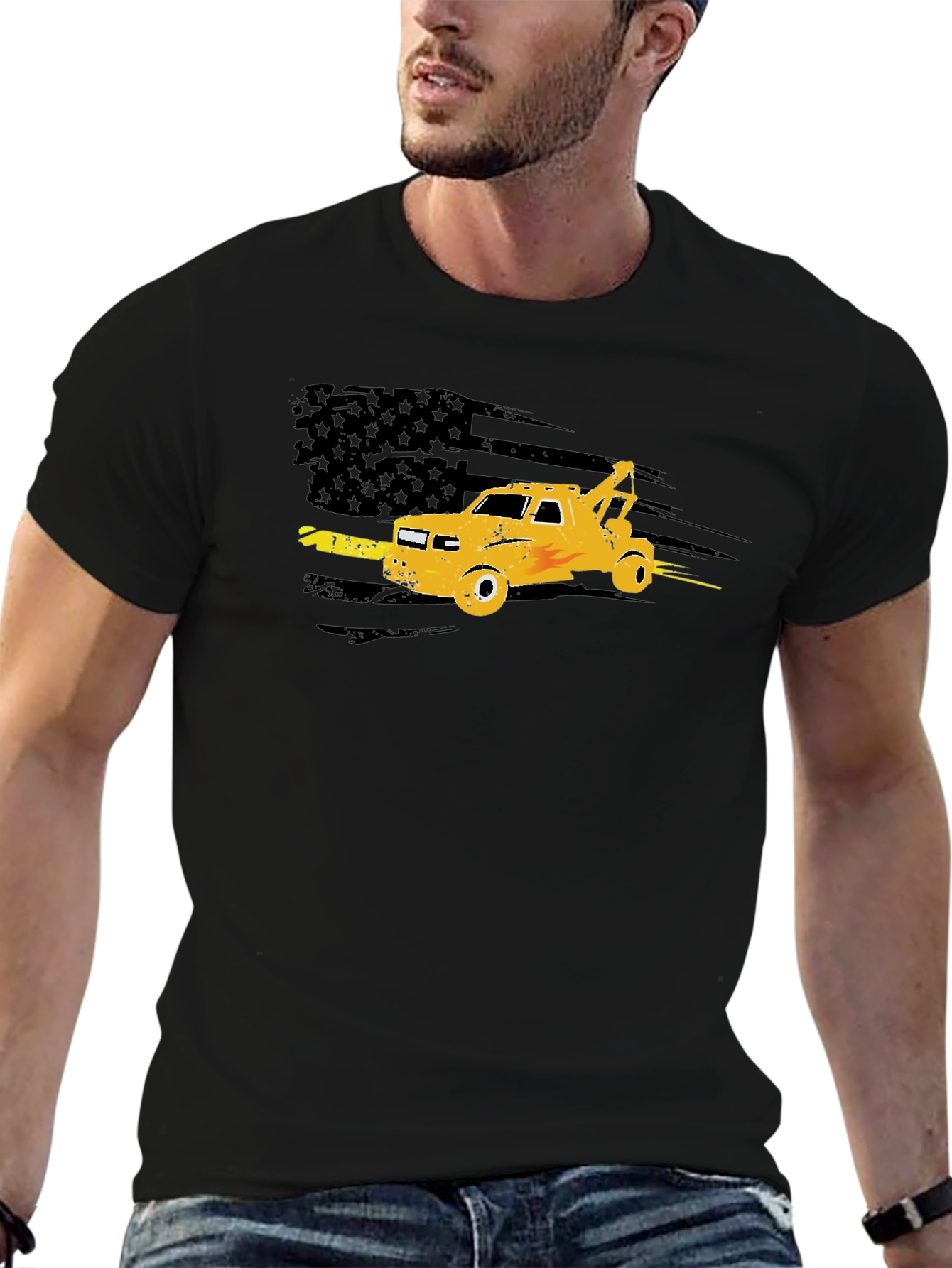 Tow Truck American Flag Graphic Tee