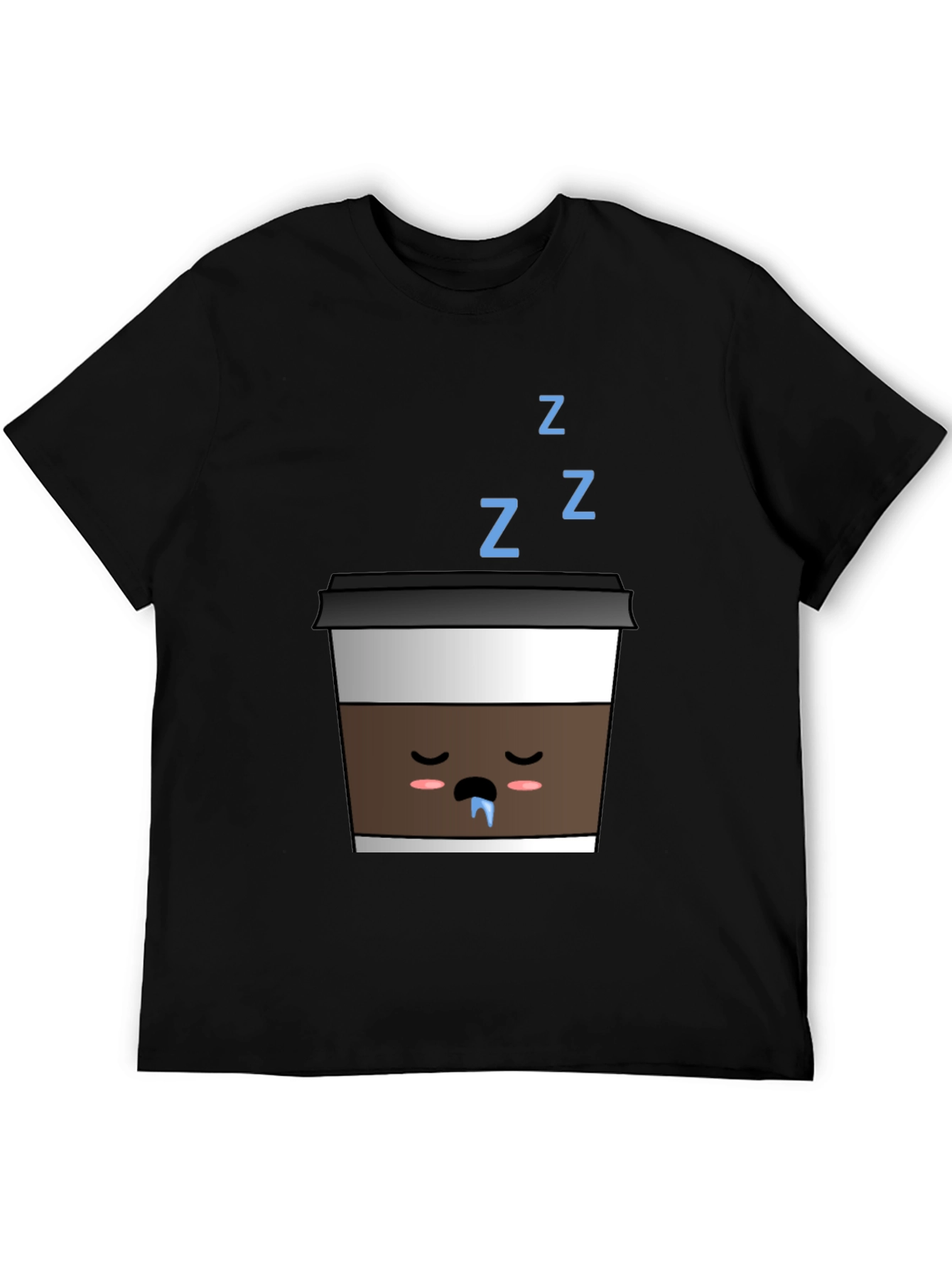 Sleeping Coffee Cup T-Shirt - Black Cute Kawaii Style