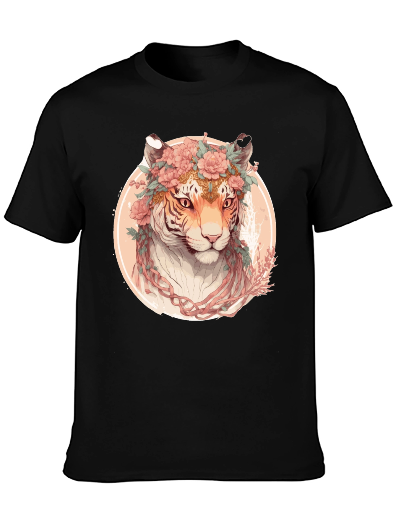 Floral Tiger Graphic T-Shirt - Unique Artistic Design