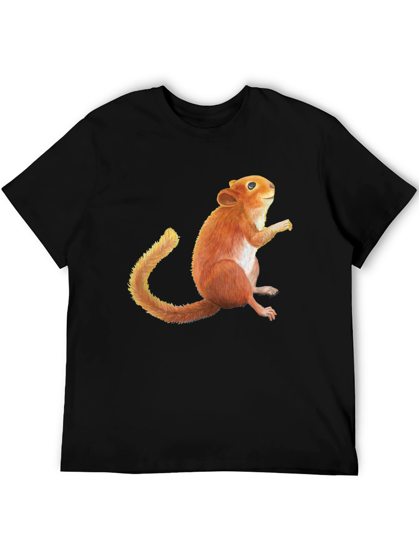 Squirrel Graphic Print Black T-Shirt