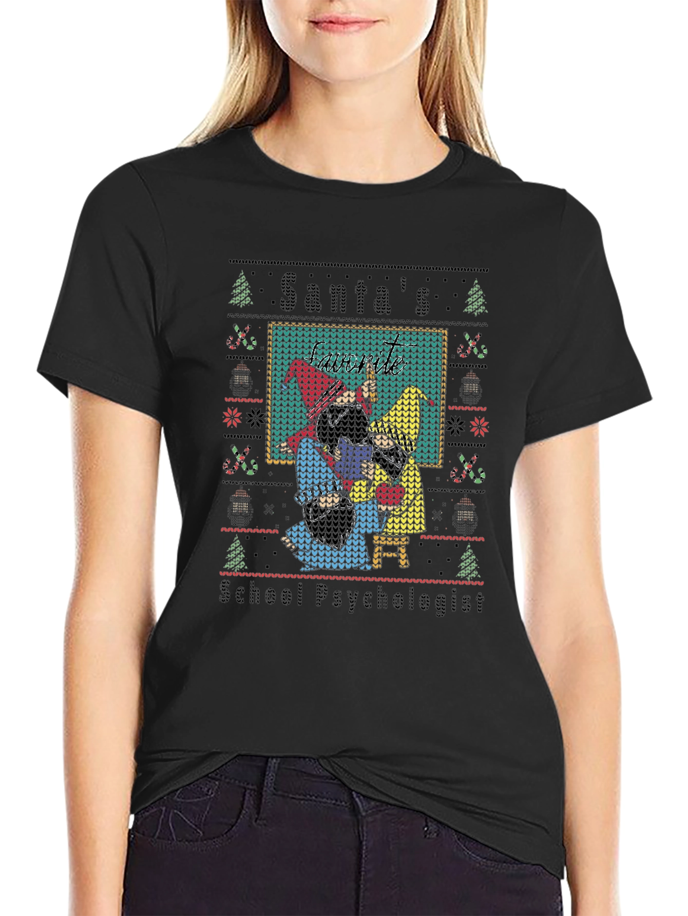Santas School Psychologist Ugly Christmas Sweater T-Shirt