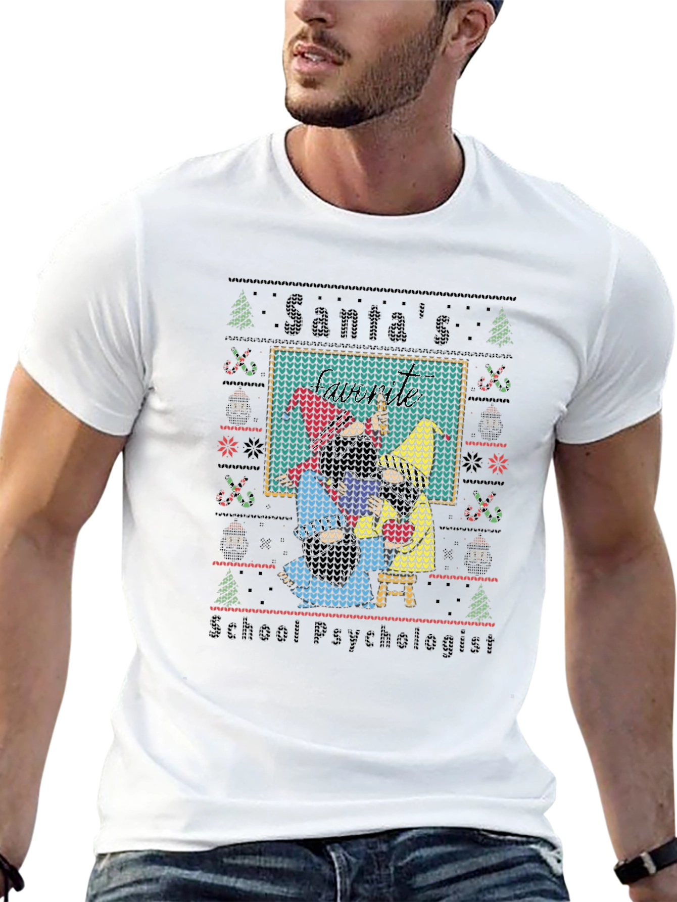 Santas School Psychologist Ugly Christmas Sweater T-Shirt