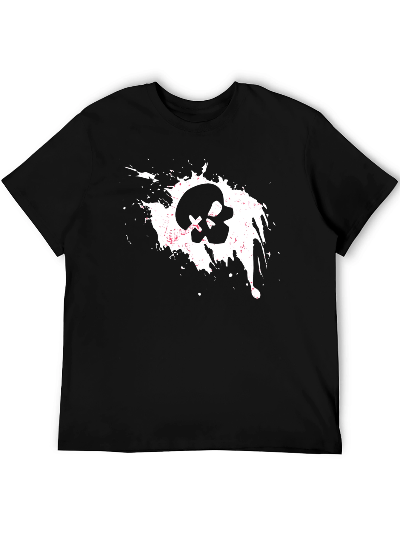Skull Splash Graphic Tee - Black Cotton T-Shirt