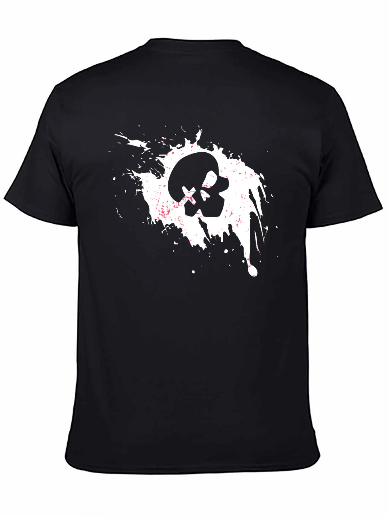 Skull Splash Graphic Tee - Black Cotton T-Shirt