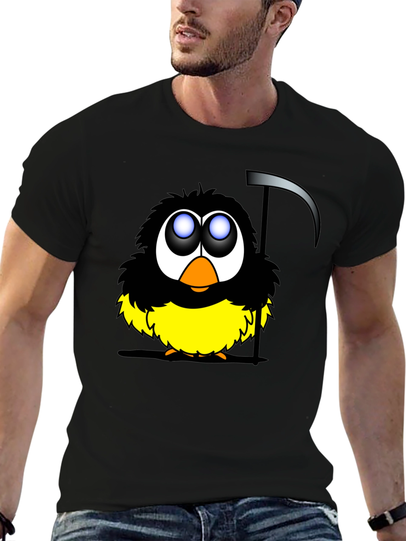 Grim Reaper Bird Graphic Black T-Shirt
