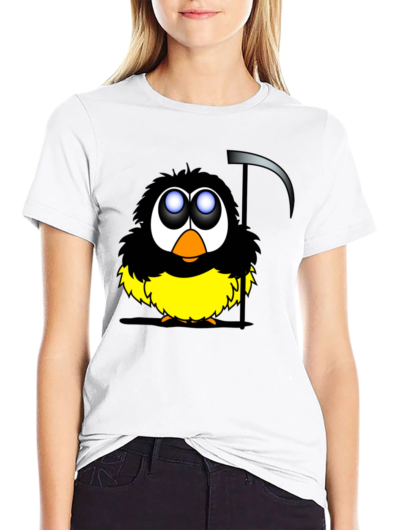 Grim Reaper Bird Graphic Black T-Shirt