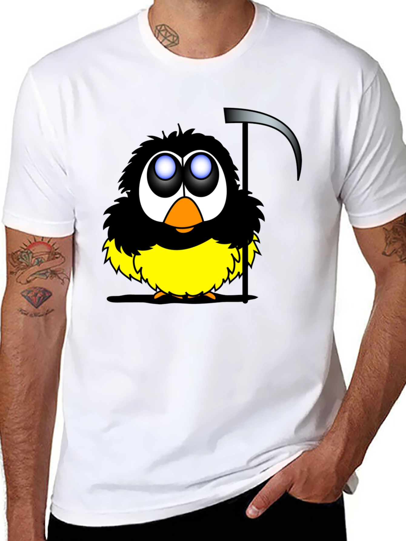 Grim Reaper Bird Graphic Black T-Shirt