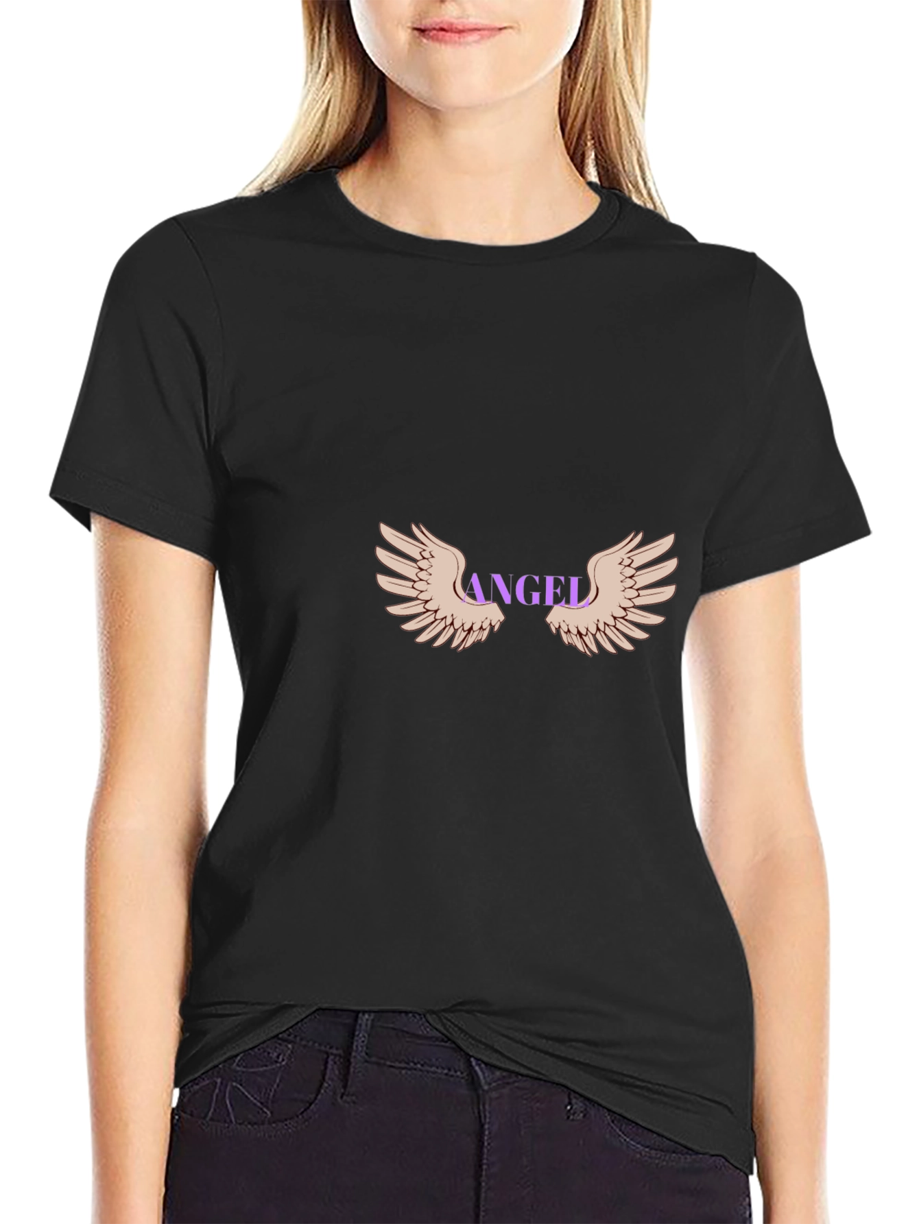 Angel Wings Graphic Black Tee