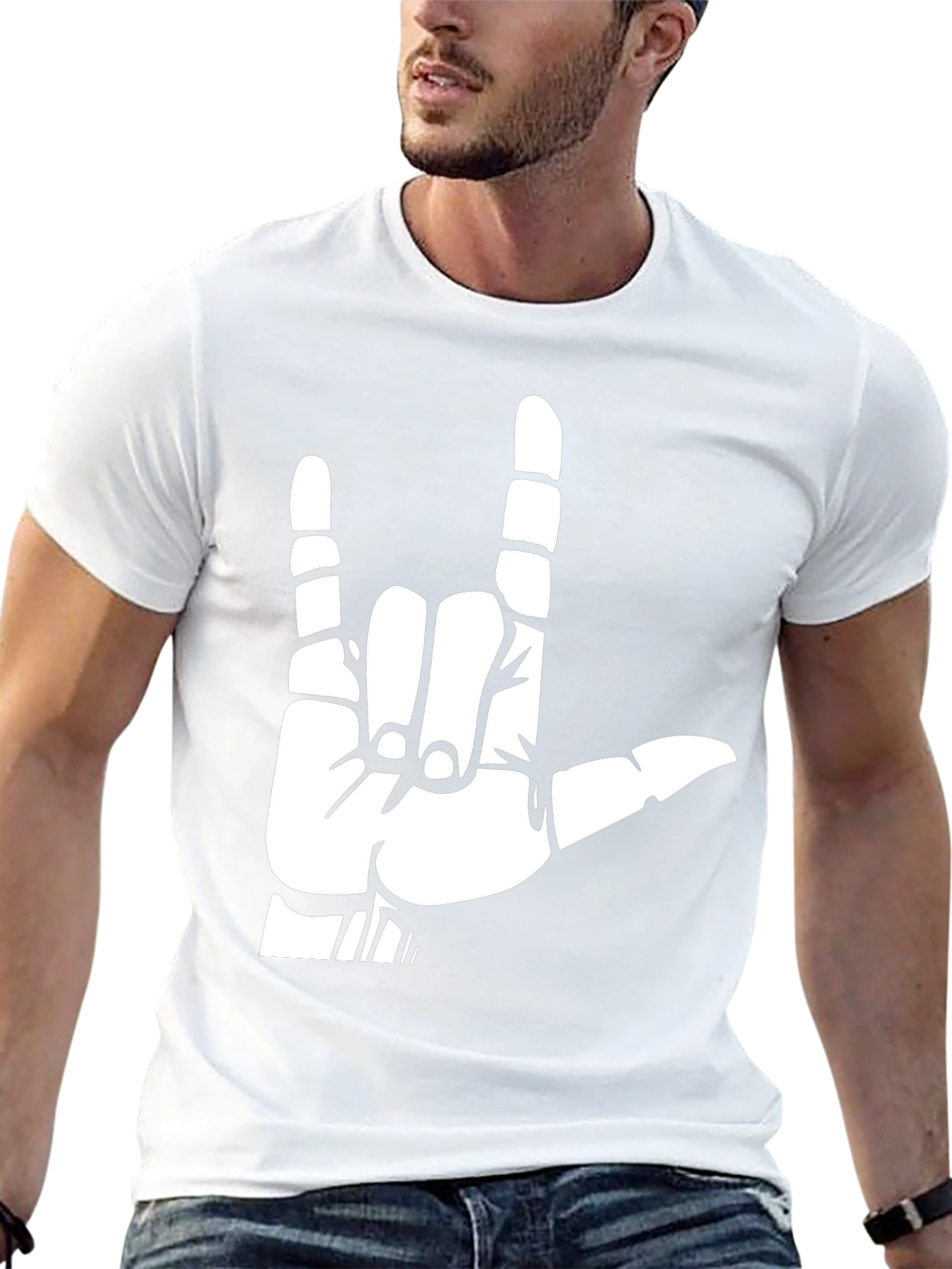 Rock On Hand Graphic Tee - Black Cotton T-Shirt