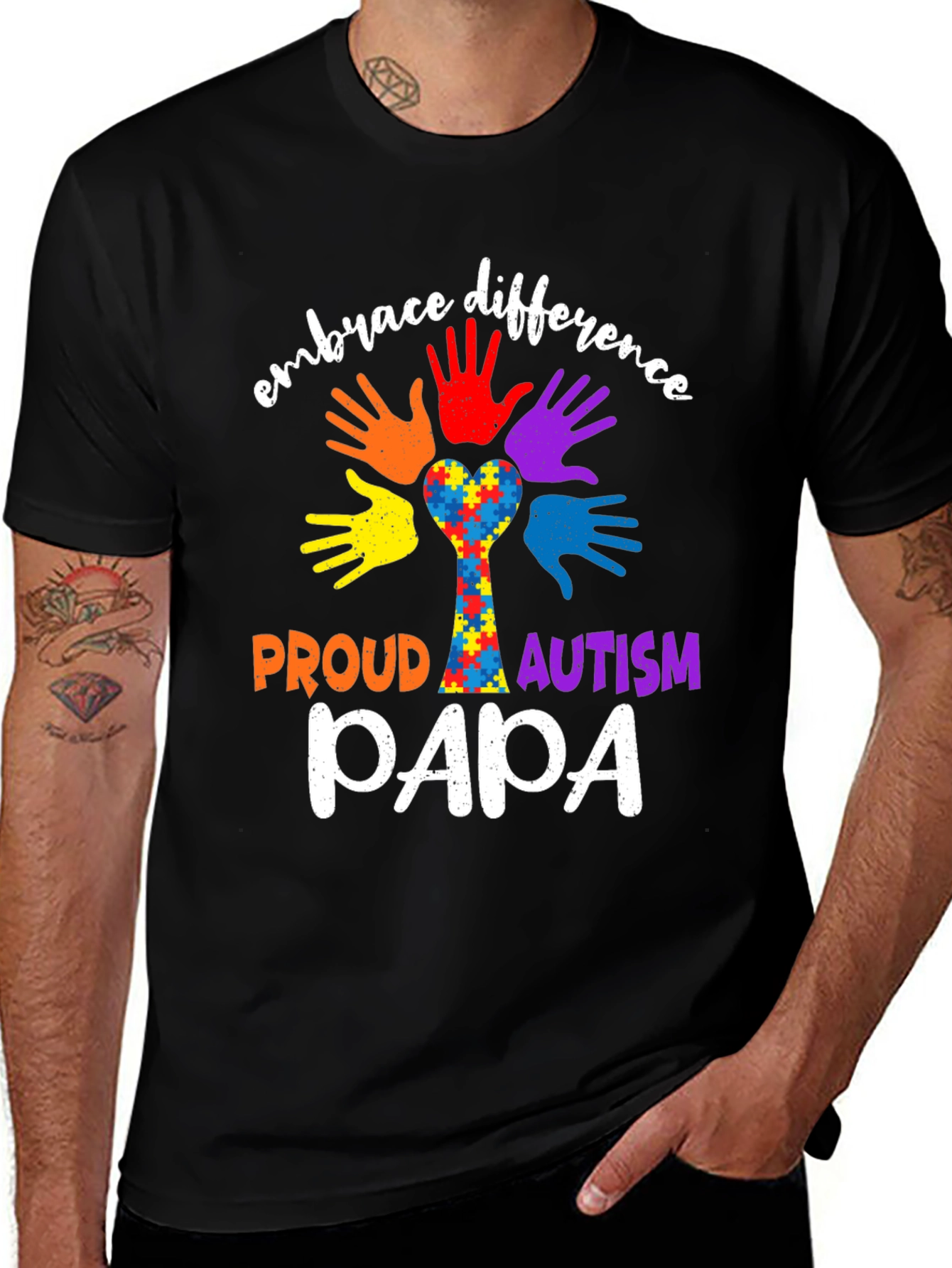 Proud Autism Papa Embrace Difference T-Shirt