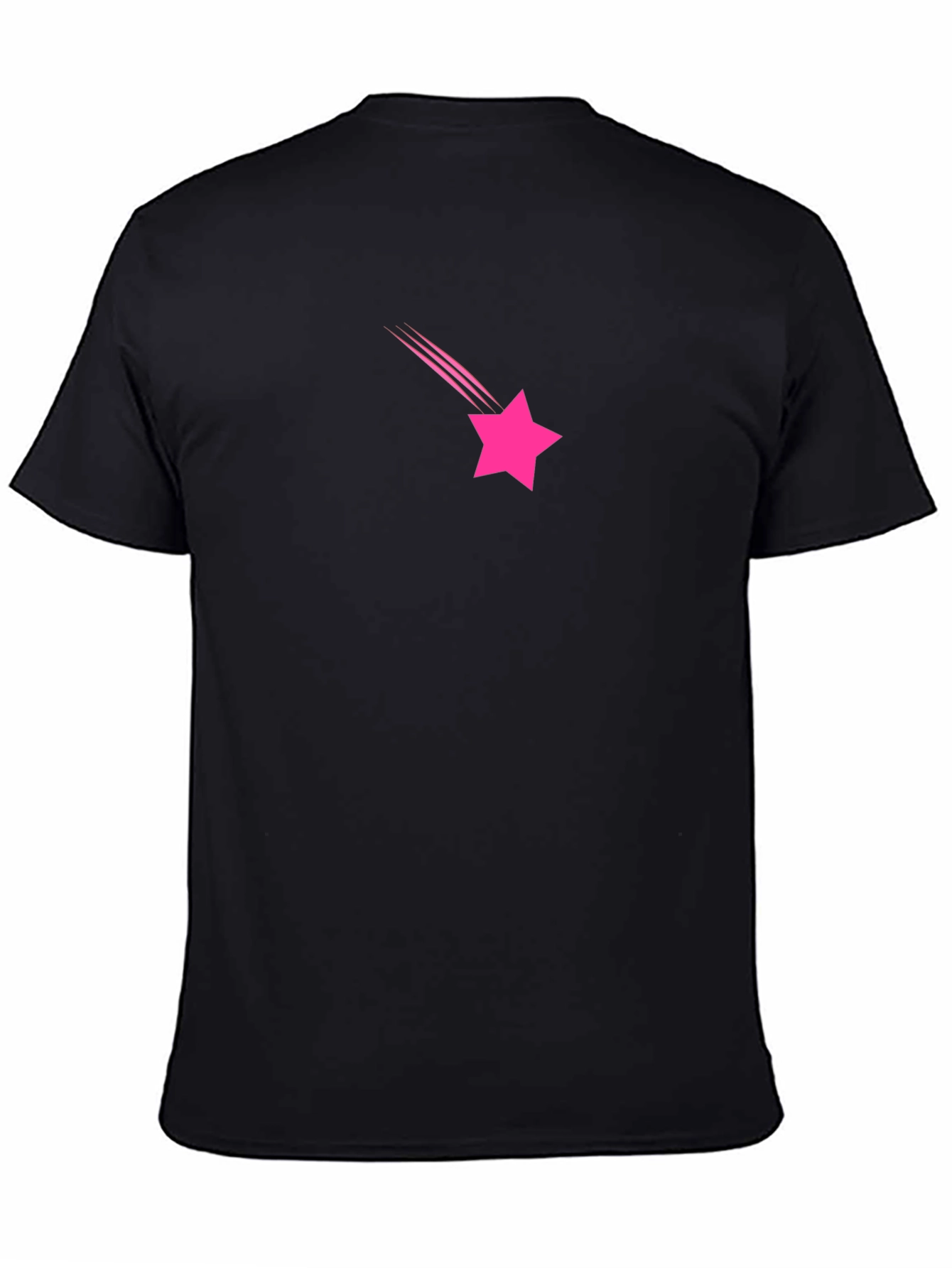 Pink Star Falling Black T-Shirt