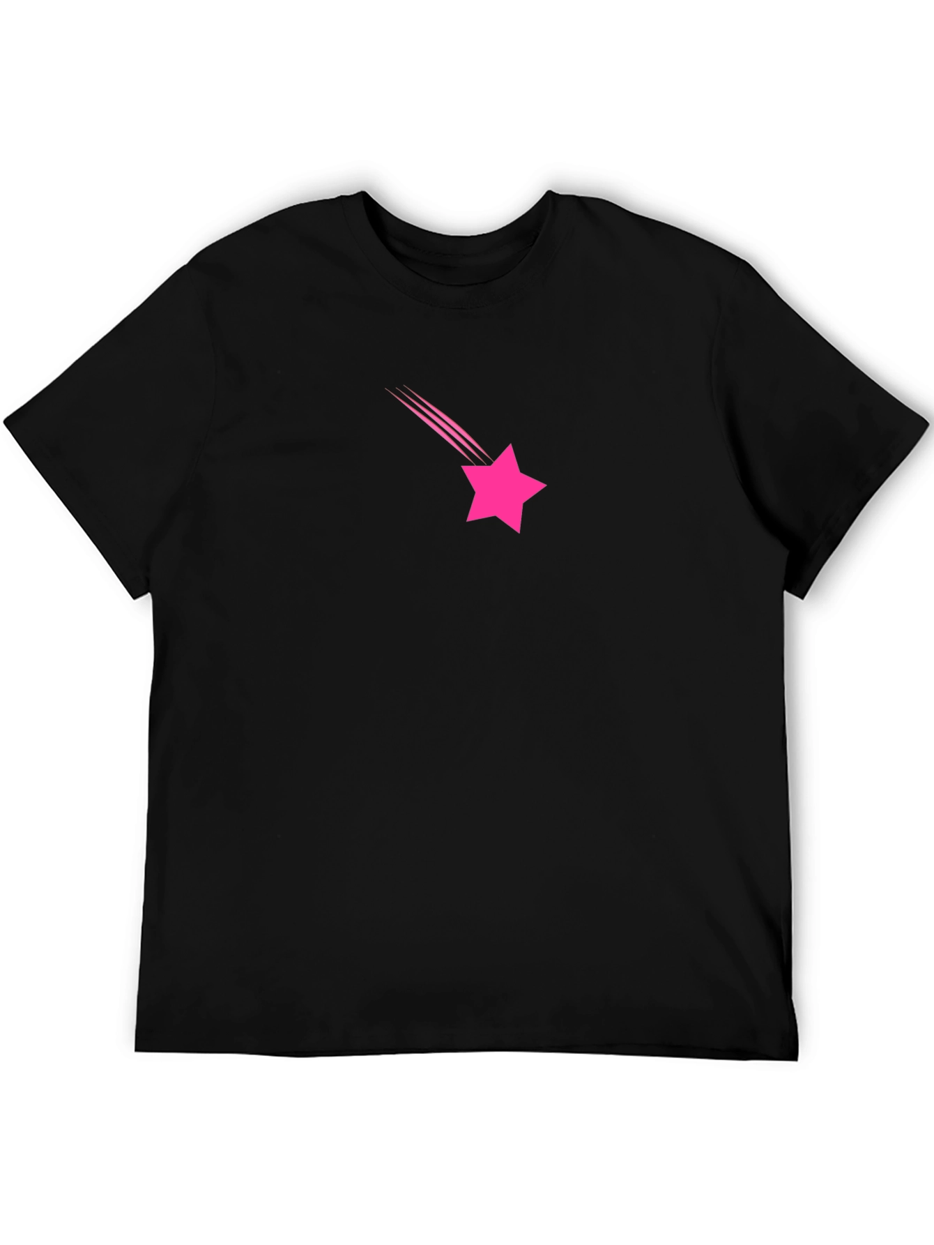 Pink Star Falling Black T-Shirt