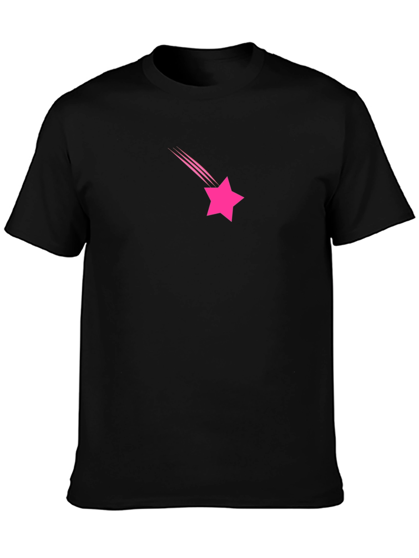 Pink Star Falling Black T-Shirt