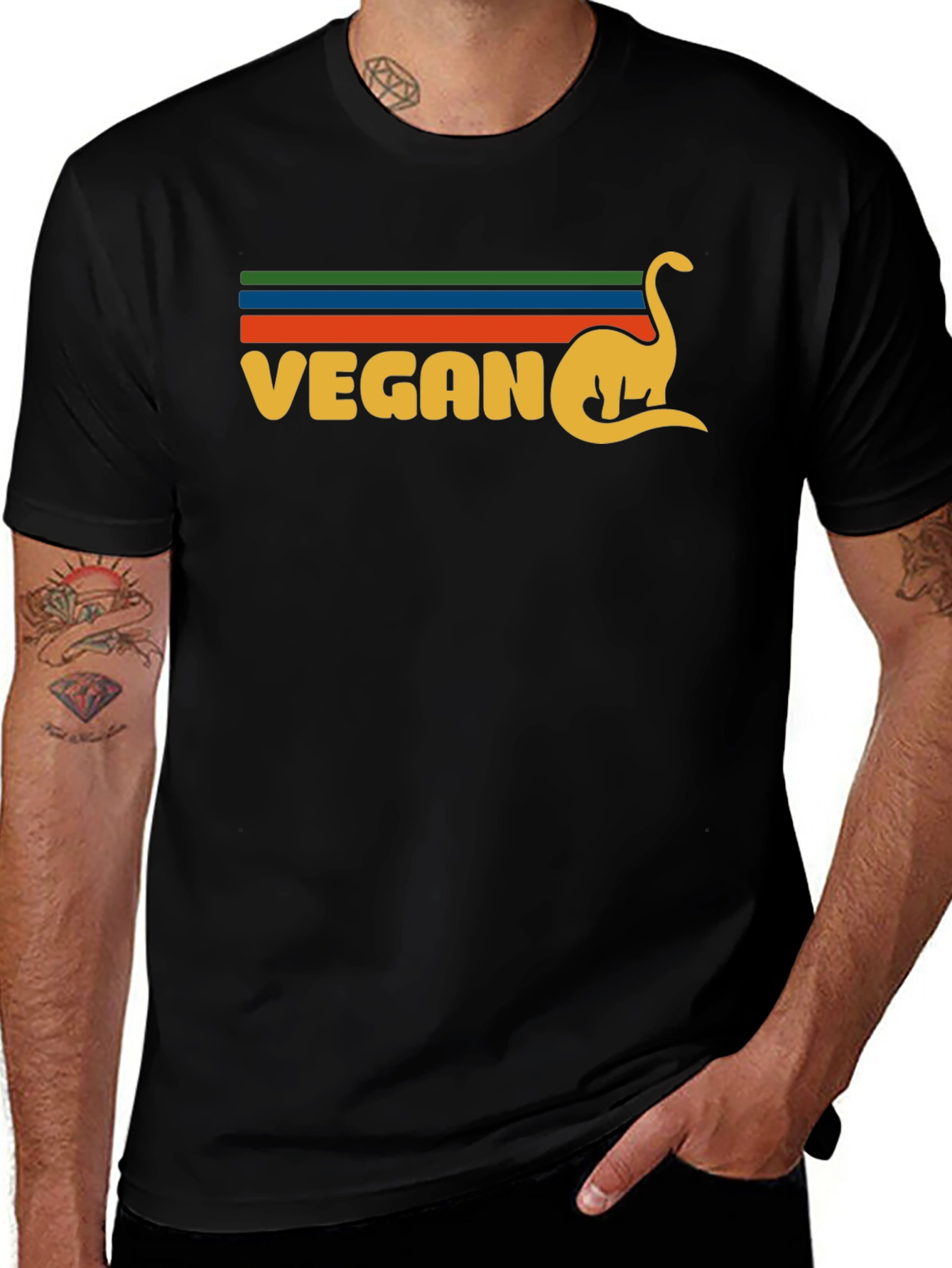 Vegan Dinosaur Graphic T-Shirt Retro Design