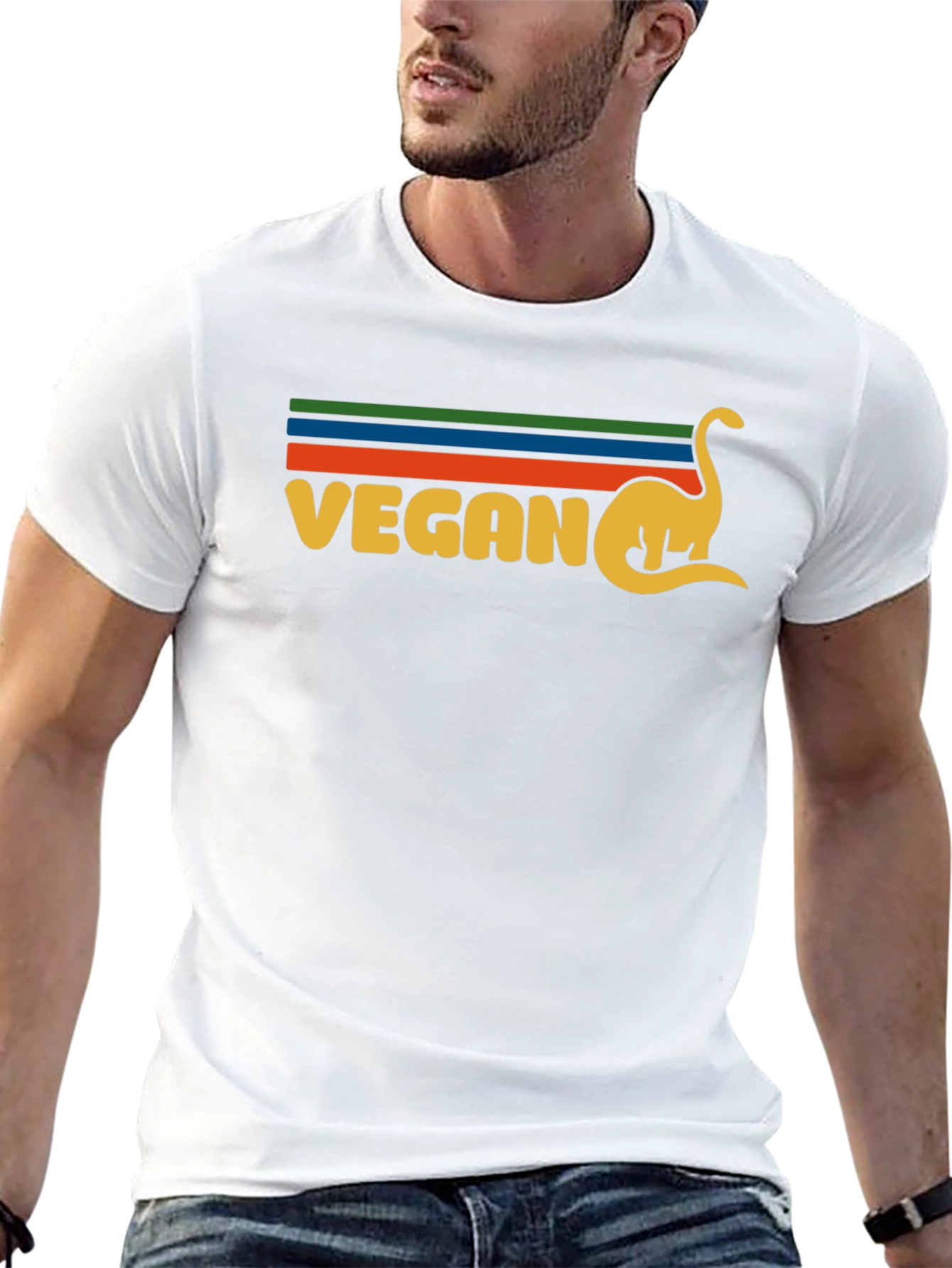 Vegan Dinosaur Graphic T-Shirt Retro Design