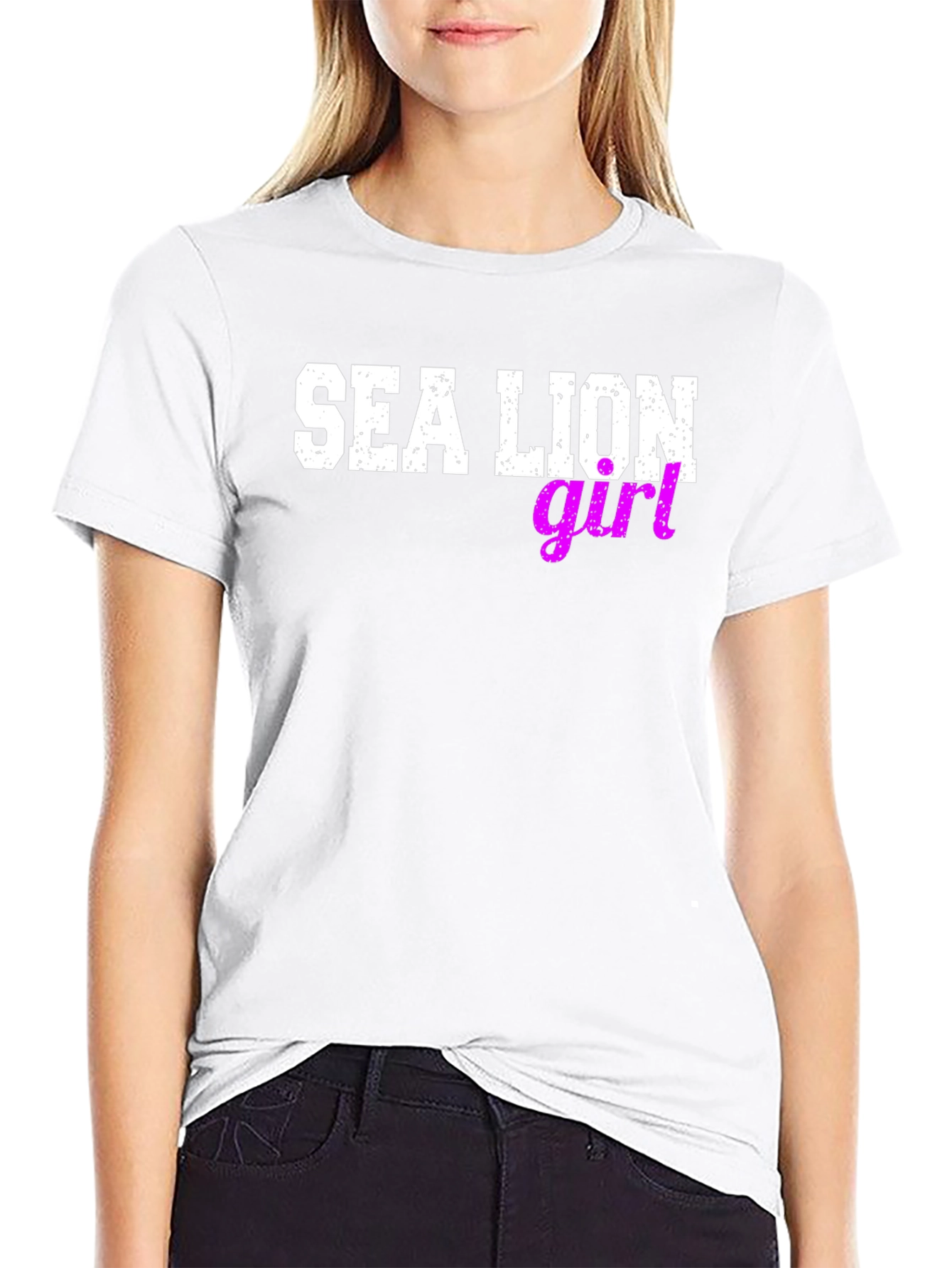 Sea Lion Girl Graphic Tee - Black