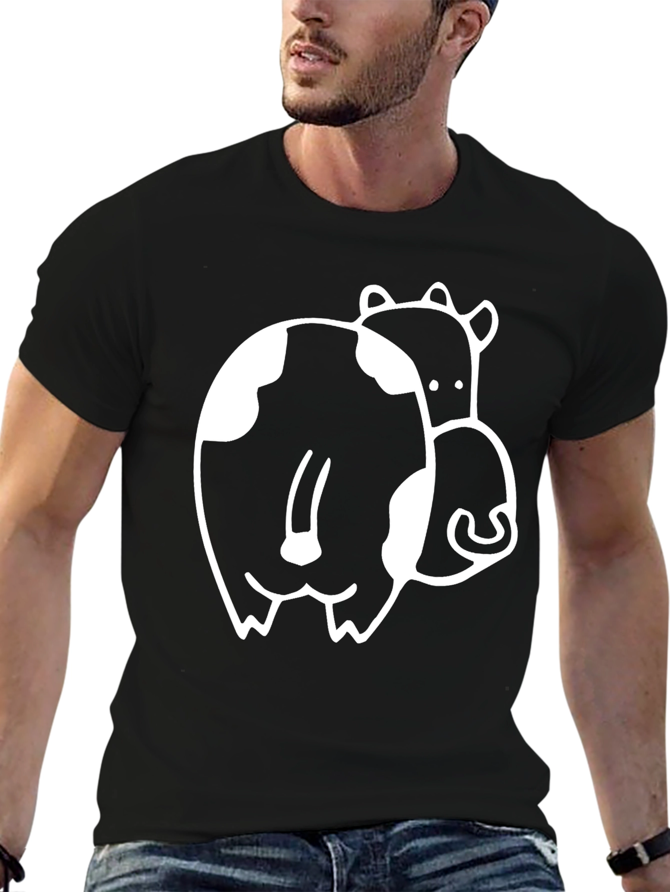 Funny Cow Butt T-Shirt - Black Graphic Tee
