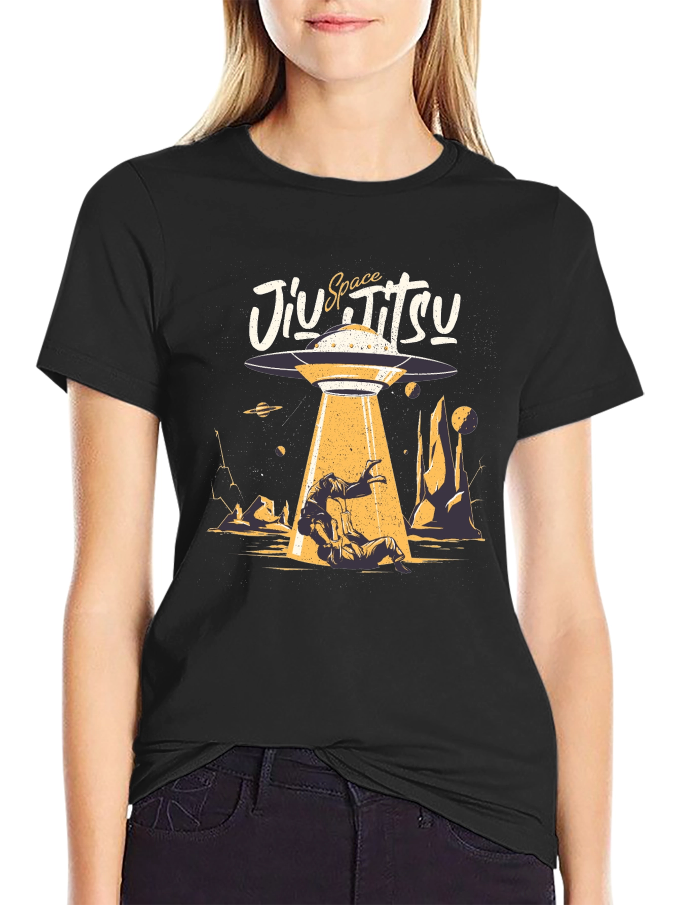 Space Jiu Jitsu Black Graphic Tee