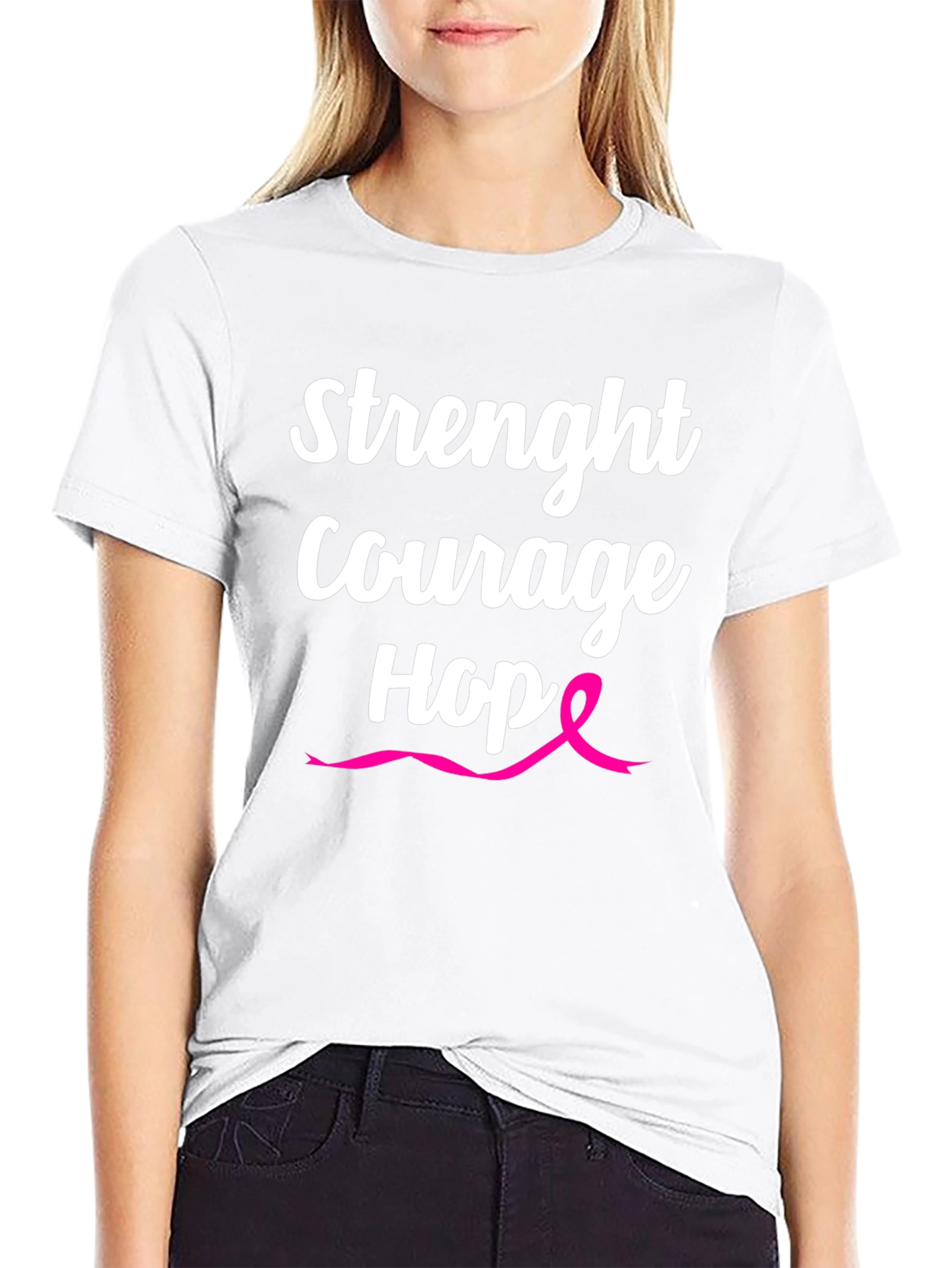 Strength Courage Hope T-Shirt - Breast Cancer Awareness