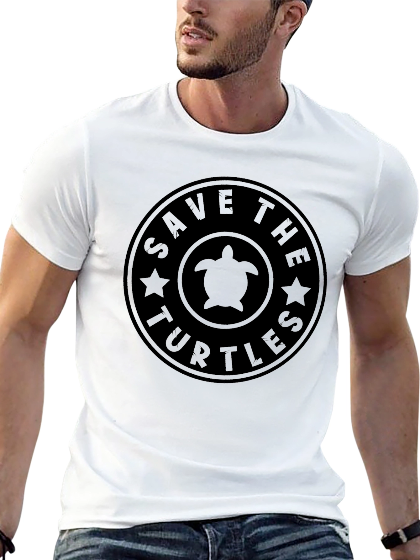 Save The Turtles Graphic T-Shirt - Black Cotton Tee
