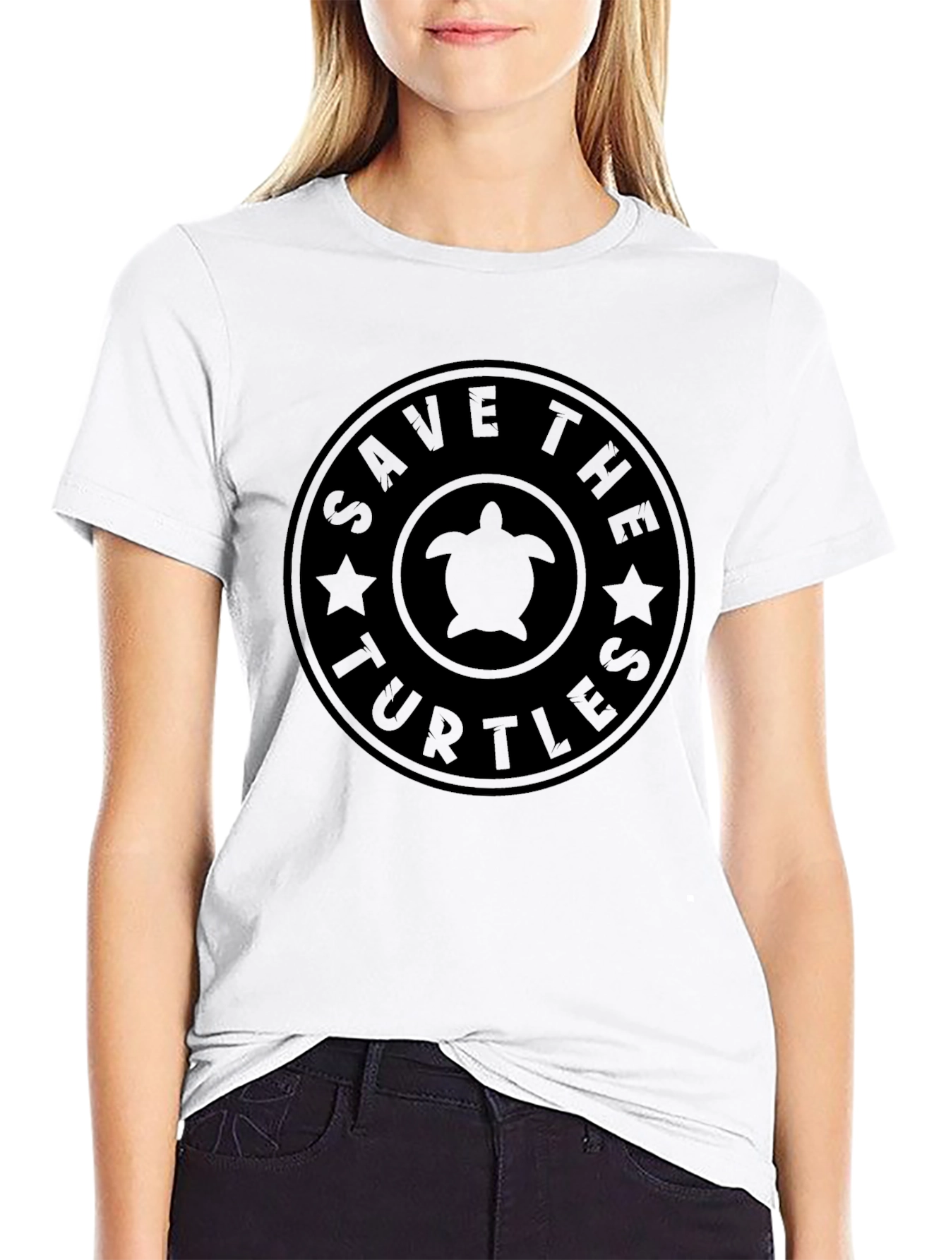 Save The Turtles Graphic T-Shirt - Black Cotton Tee