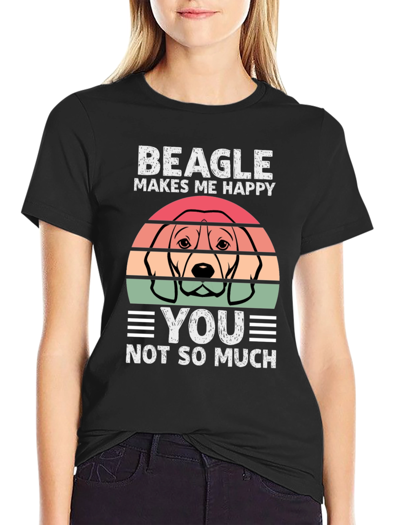 Beagle Makes Me Happy Graphic T-Shirt