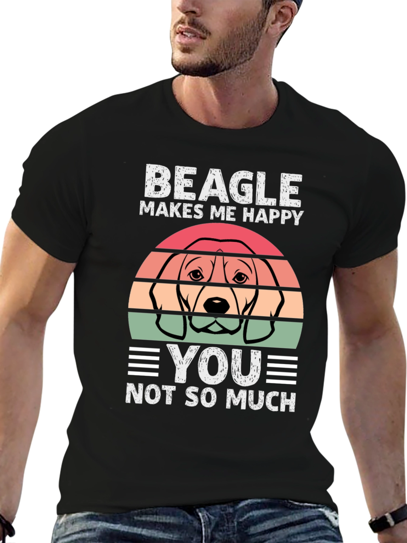 Beagle Makes Me Happy Graphic T-Shirt